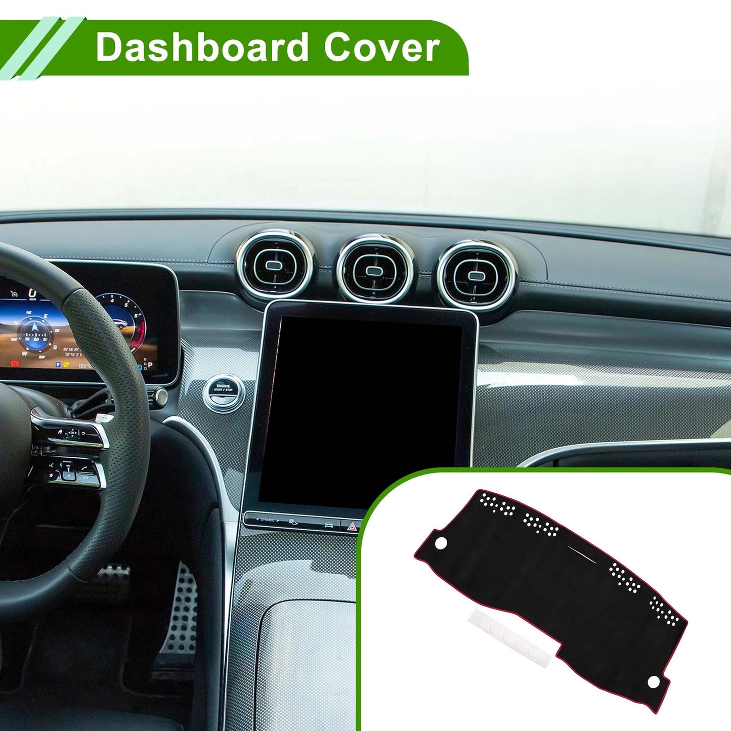Dashboard Cover Mat for Mercedes Benz W246 B180 B200 B250 B260 (2012–2019) Black Red