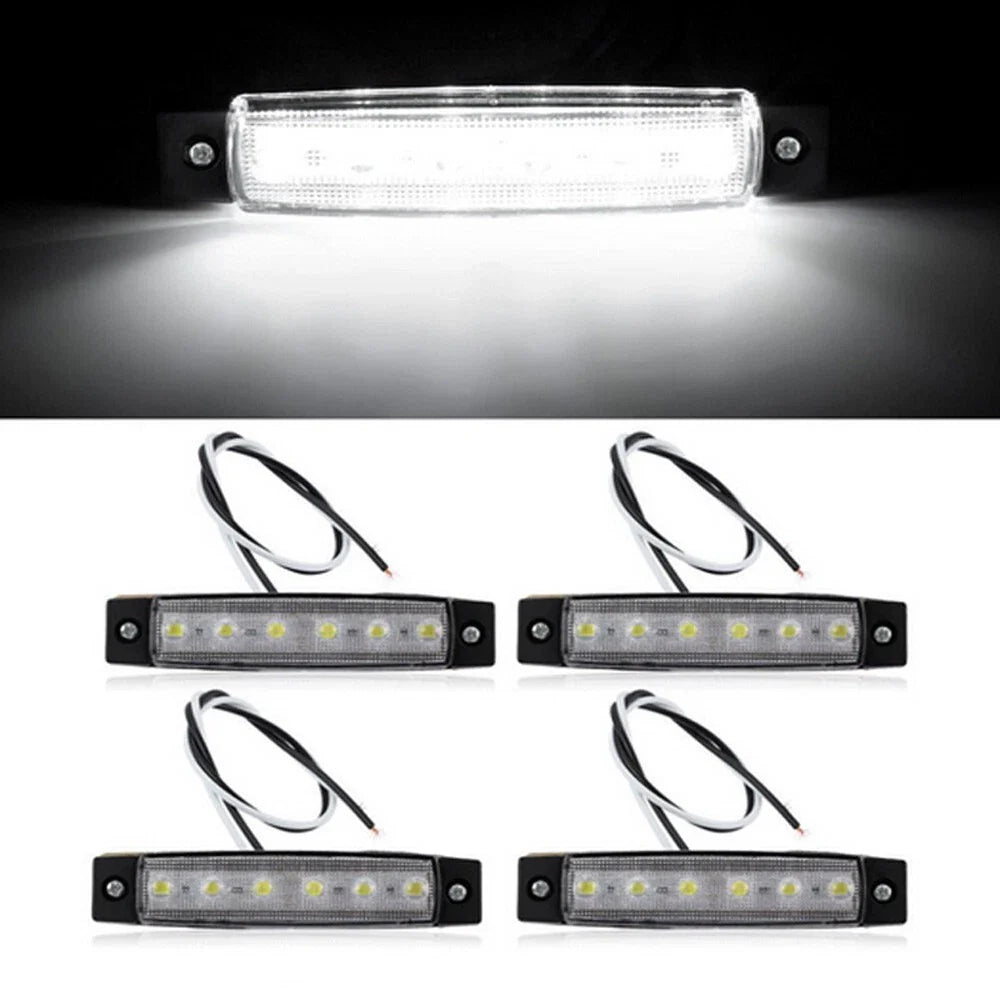 4x Super-Bright Marine Grade 12V Waterproof White 6 LED Lights