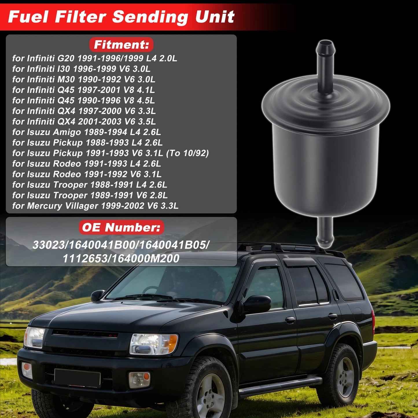 Fuel Filter Assembly for Infiniti G20 (1991–1996, 1999) No. 33023 Metal 1 pc