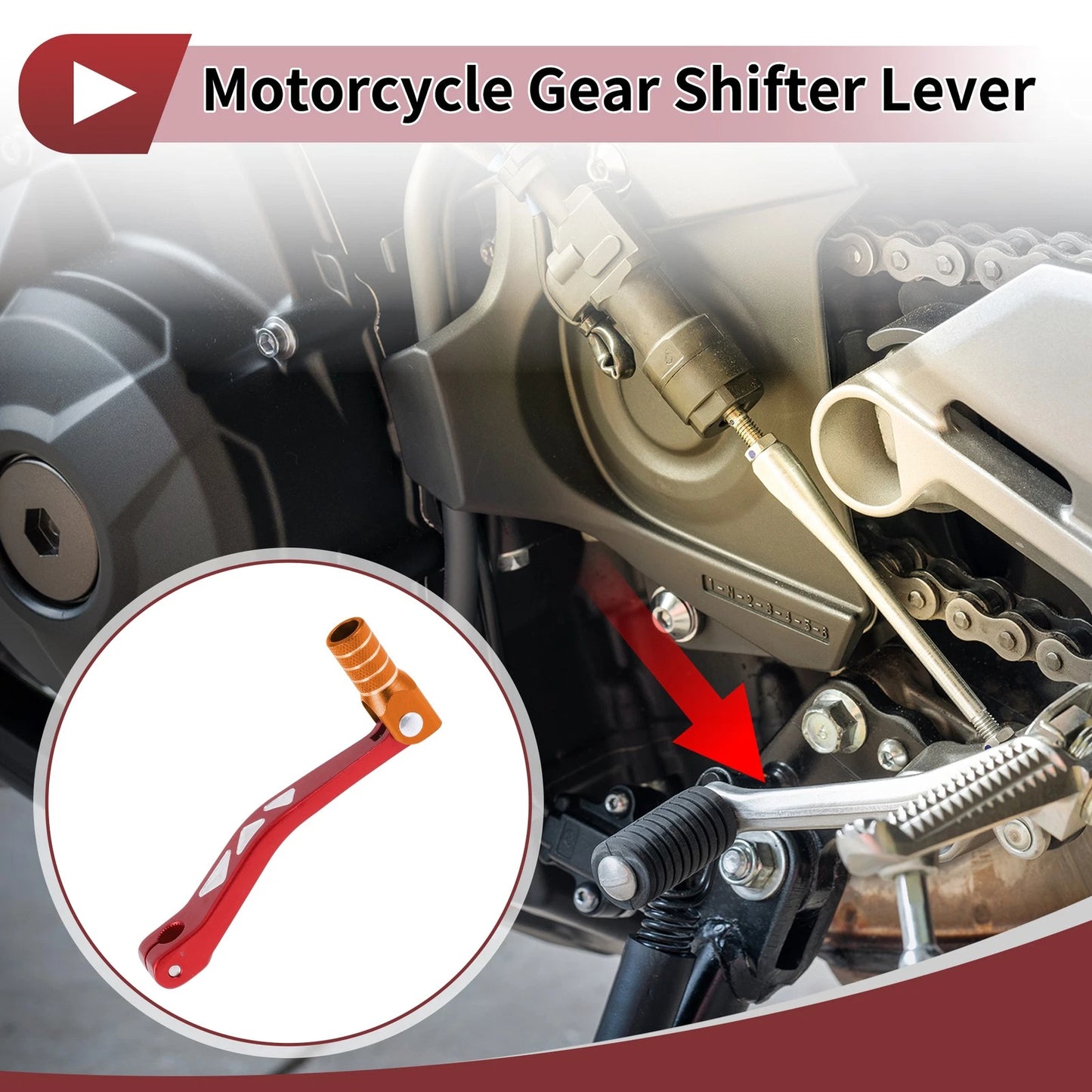 Folding Gear Shifter Lever for Yamaha TTR 50cc (2006–2023) - Red/Orange