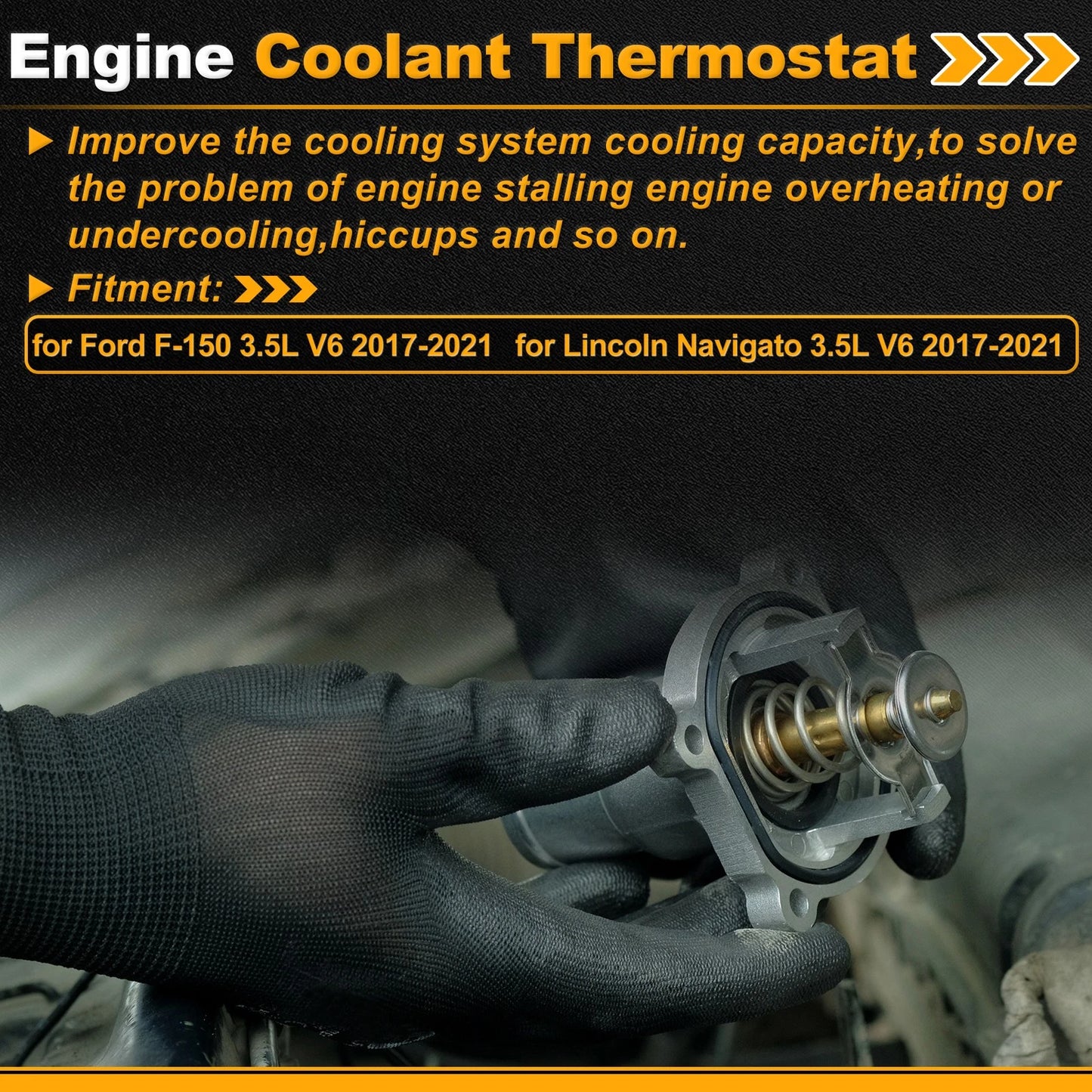 Engine Coolant Thermostat HL3Z8575A for Ford F-150 3.5L V6 (2017–2021)