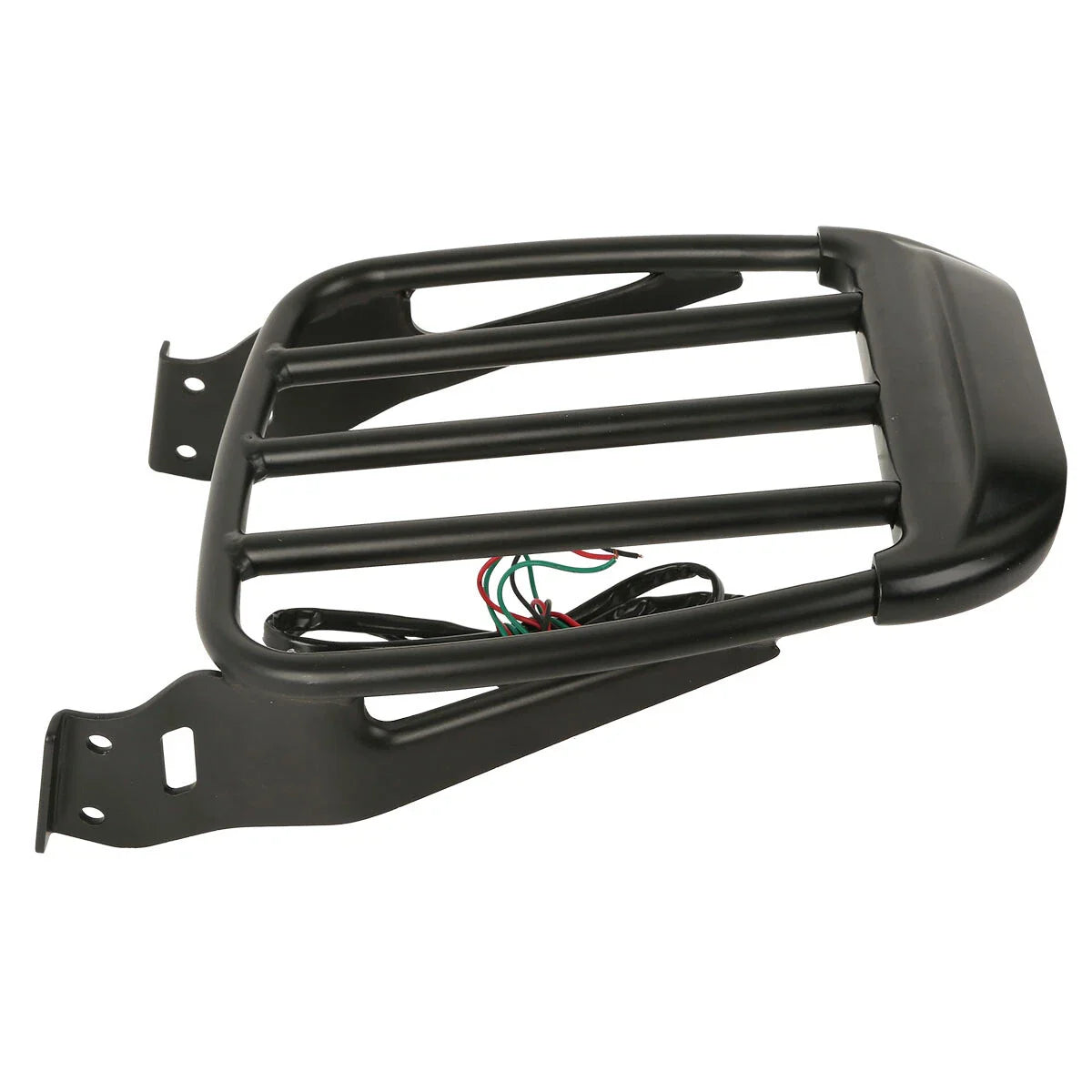 Black Two-Up Detachable Luggage Rack with LED Light for Harley Softail (1984-2005)