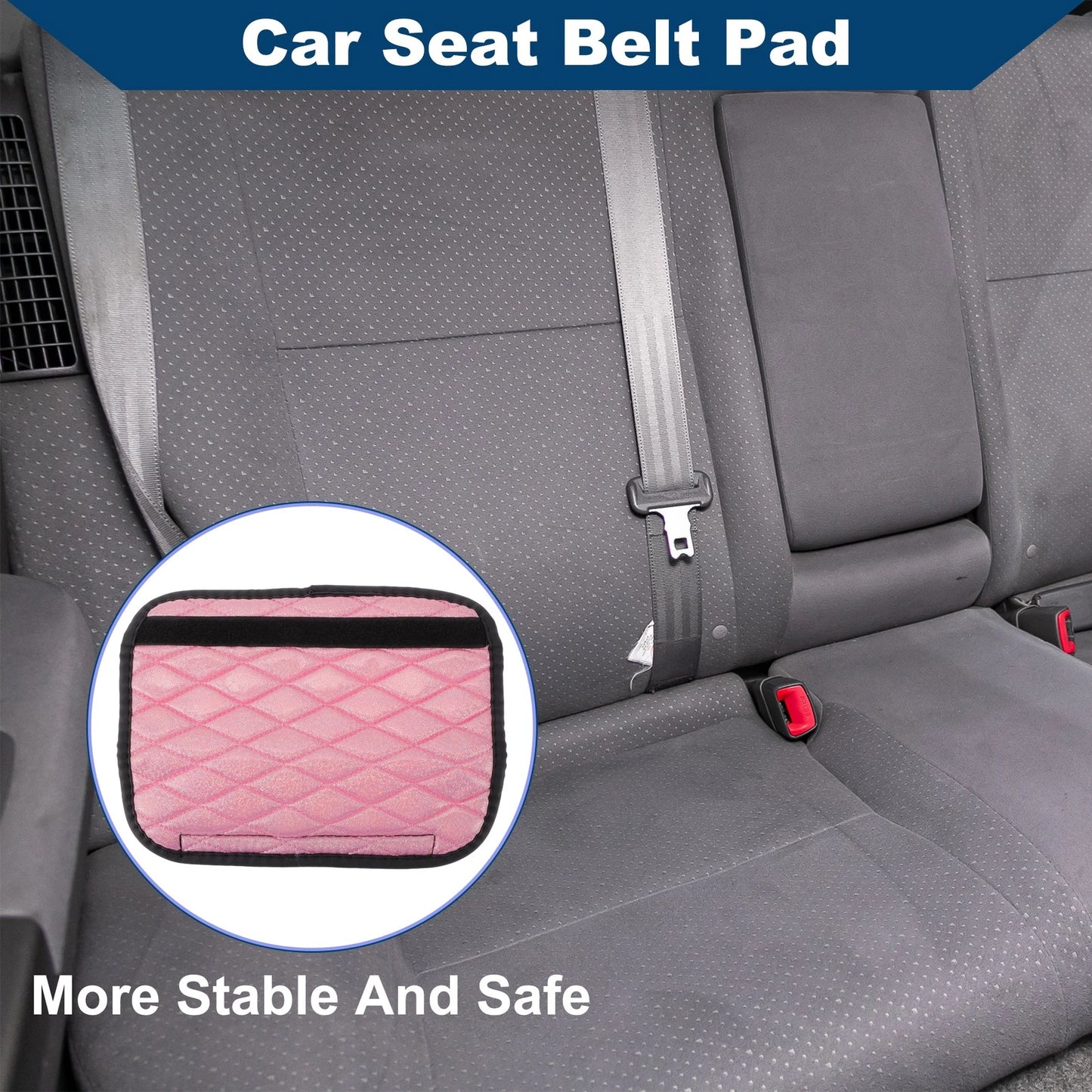 Car Seat Belt Covers for Universal Fit (6.5x23cm) - Pink