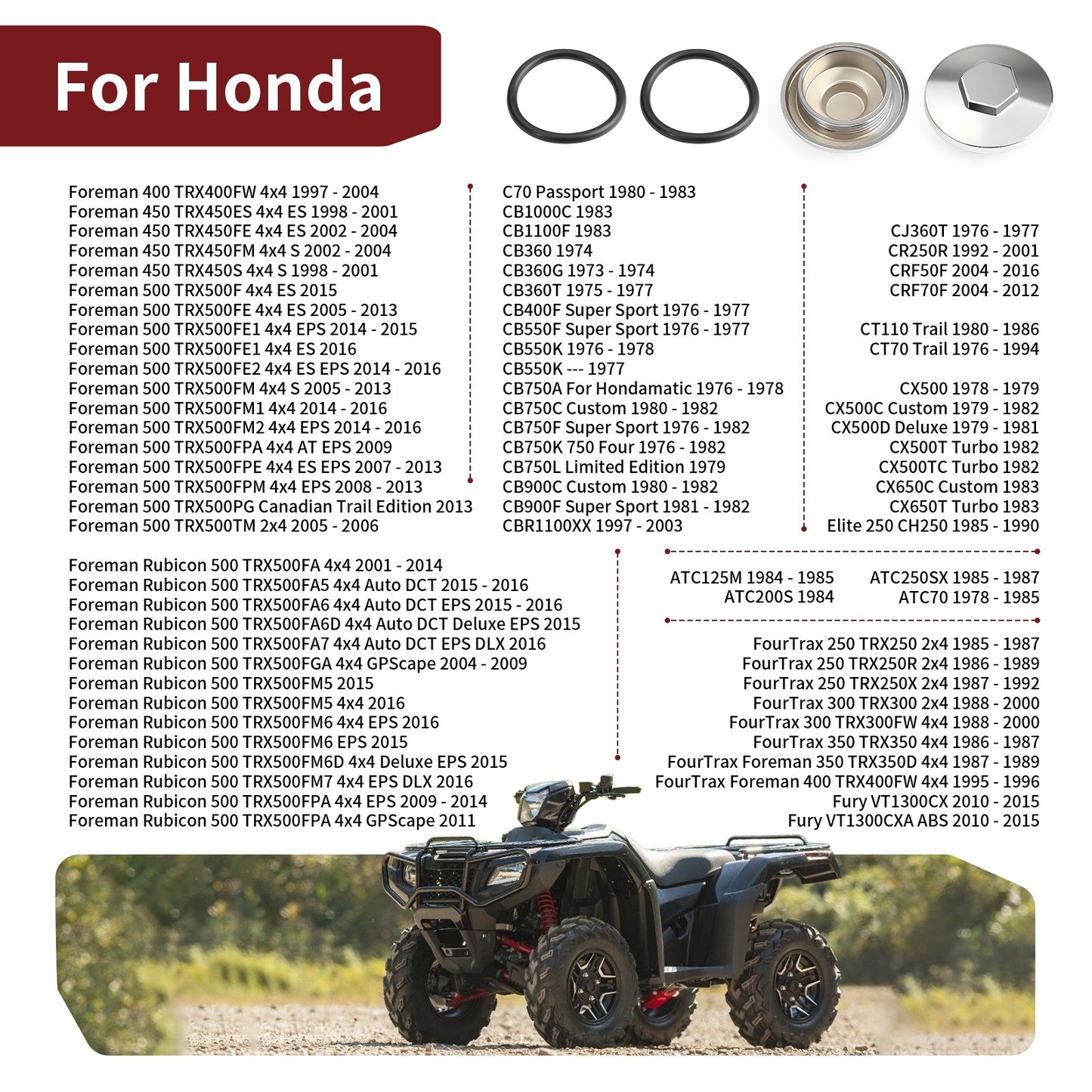 2X Engine Valve Tappet Cover Cap for Honda ATC70 C70 CB1000C CB1100F (1970–1985)