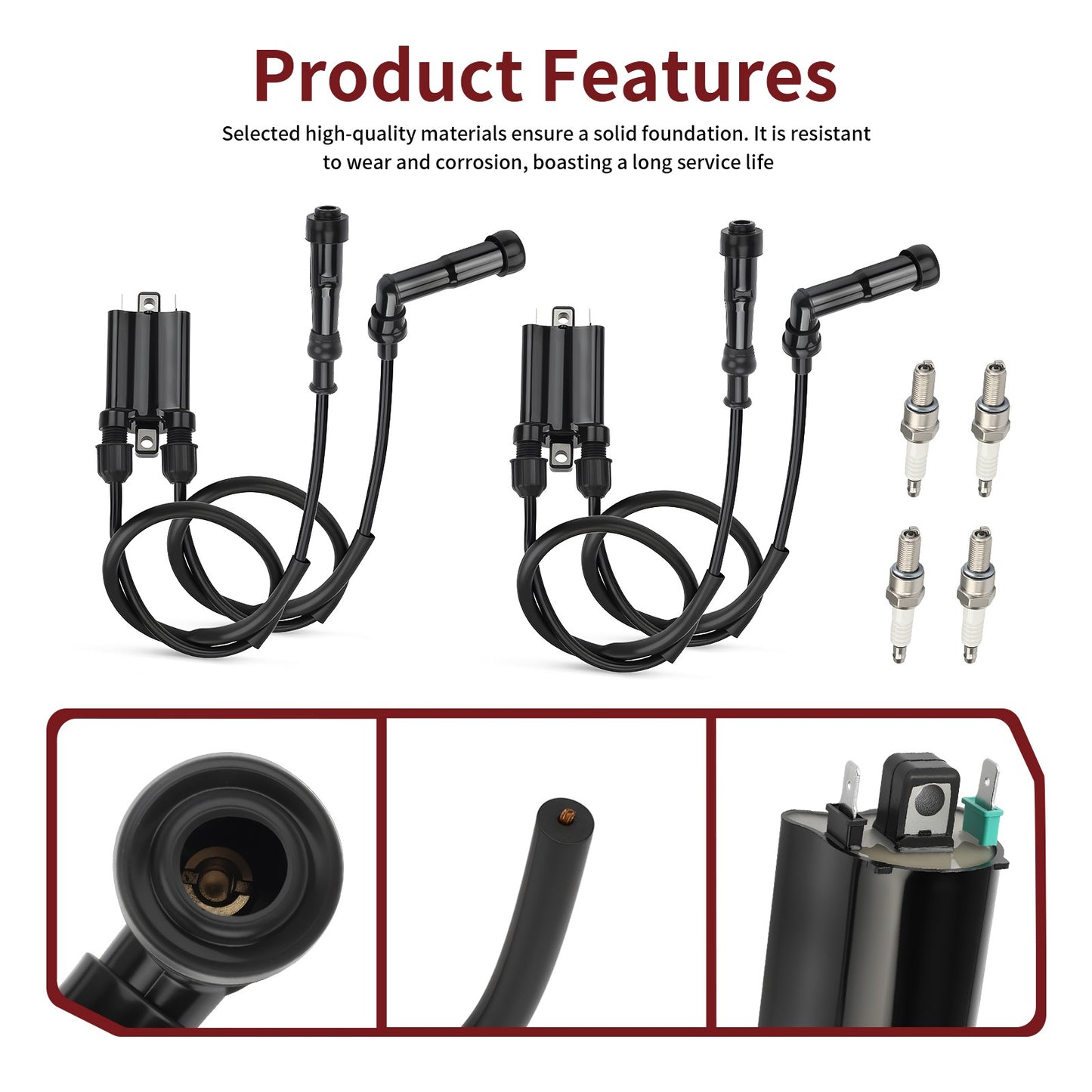 2 Sets Ignition Coil & Spark Plug for Honda CB750 Nighthawk (1991–2003)