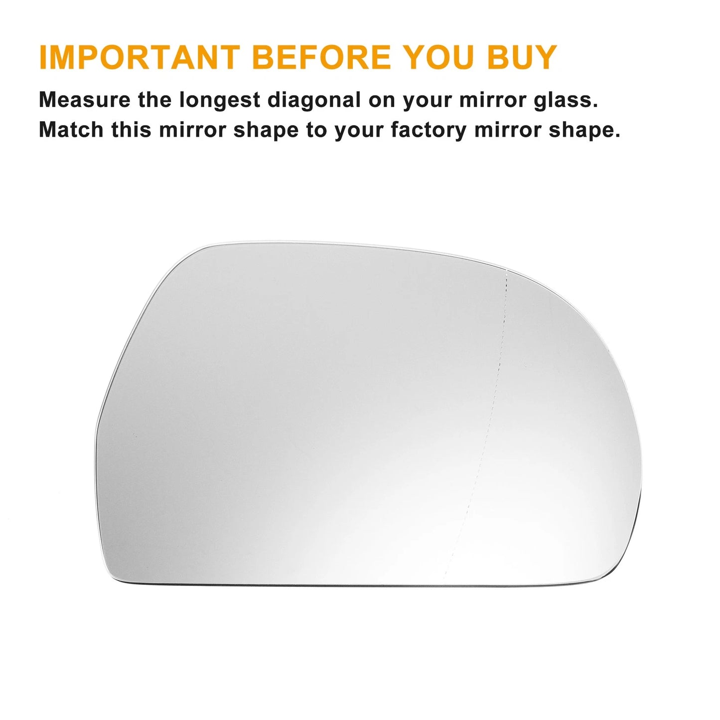 Right Side Heated White Mirror Glass for Audi A3 A4 (2008–2010)