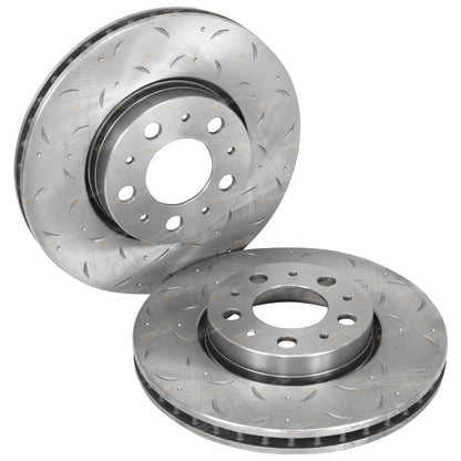 Front Slotted & Dimple Drilled Disc Brake Rotors for Volvo V70 (1997–2003)