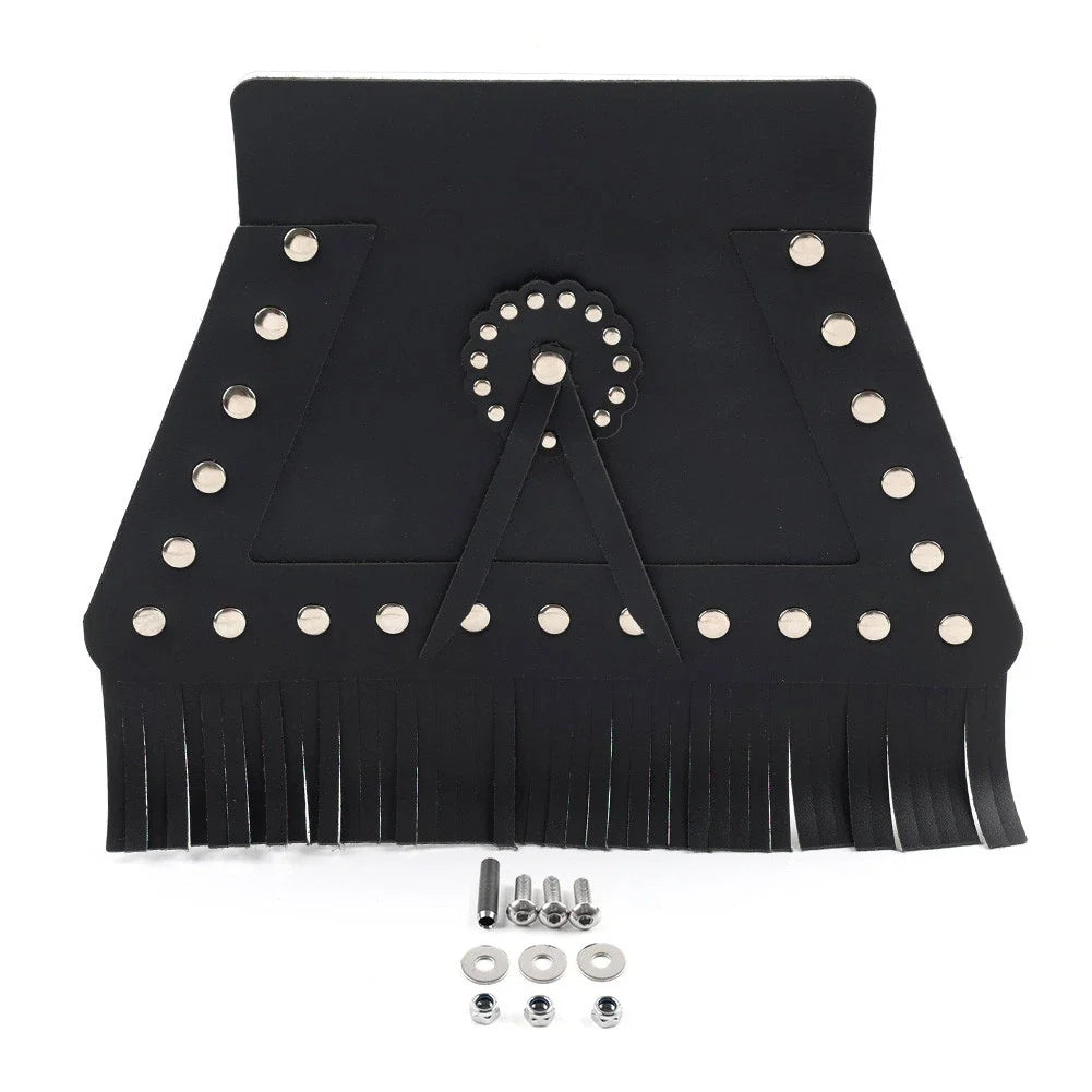 PU Leather Rear Fender Mud Flap Cover with Fringe for Harley
