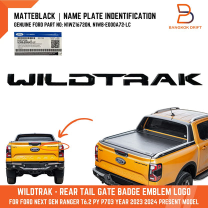 Wildtrak Name Plate Rear Tailgate Badge Emblem for Ford Ranger (2011-2023)