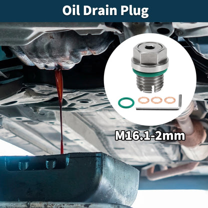 Set of 1 M16.1-2mm Copper Oil Drain Plug with Gasket for Car Motorcycle