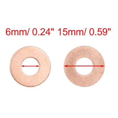 40pcs 6mm Inner Dia Copper Washers for Automotive Sealing Gaskets