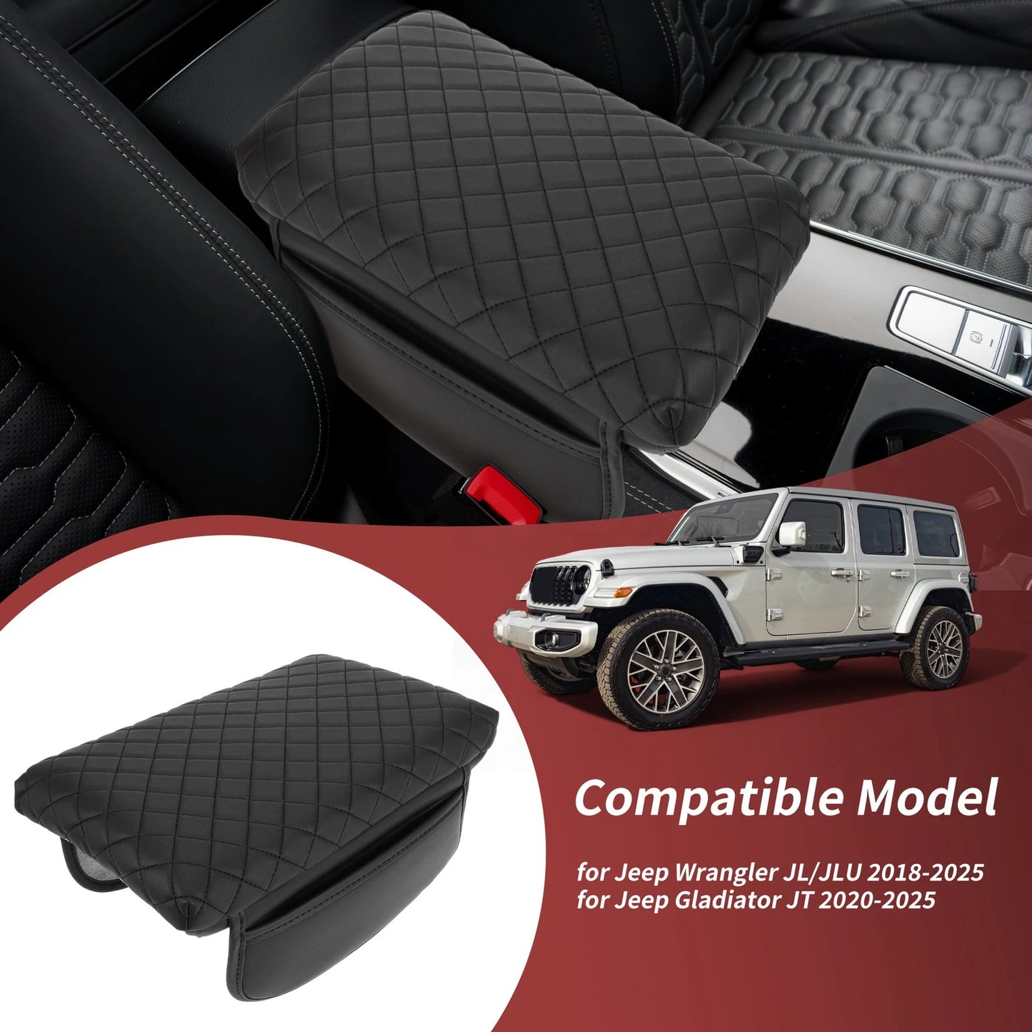 Waterproof Center Console Cover for Jeep Wrangler JL/JLU Gladiator JT (2020–2025)