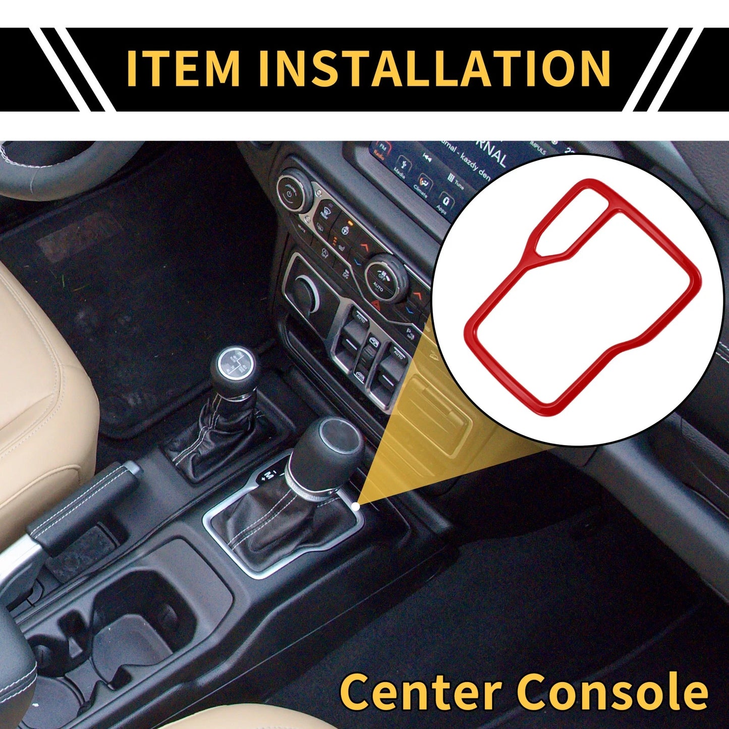 1 Pc Center Console Gear Shift Frame Cover Trim for Jeep Wrangler JL (2018–2023)