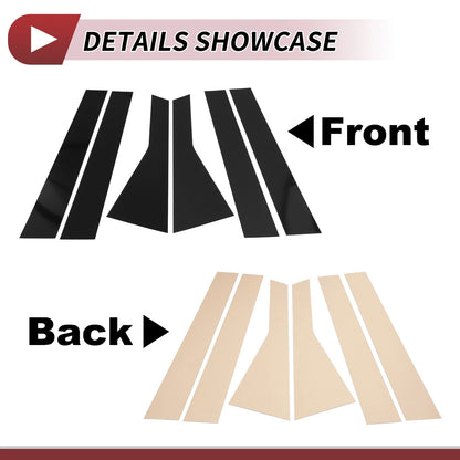 6 Pcs Door Pillar Window Trim for Nissan Rogue (2021–2023) Black