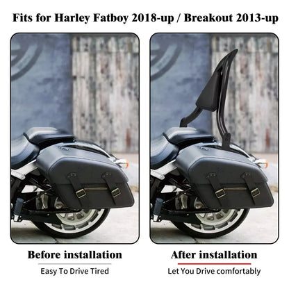 Rear Black Sissy Bar Backrest Pad for Harley Breakout, Fat Boy (2013-2023)
