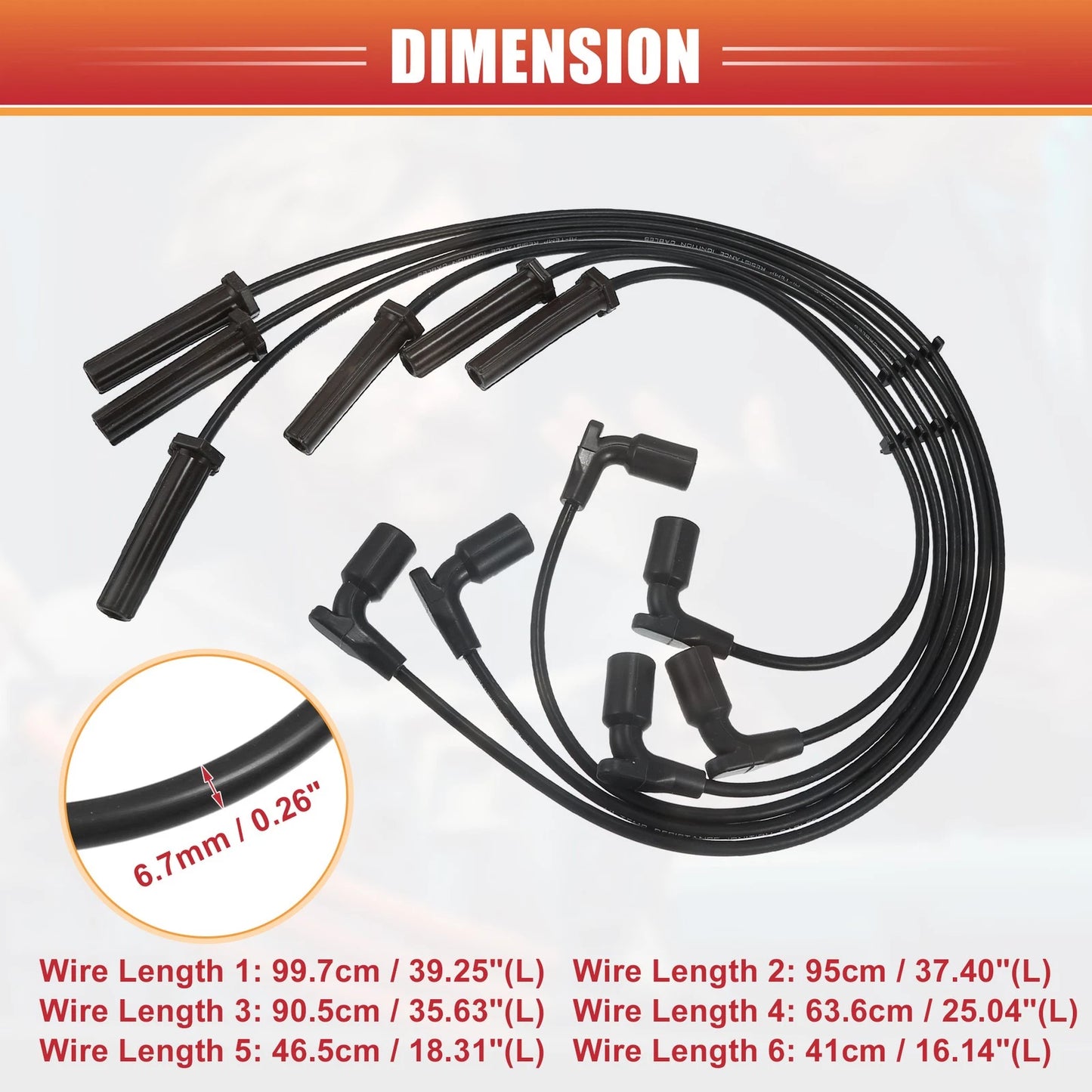 6pcs Spark Plug Wire Ignition Coil Cable No. 89018131 for Chevrolet Uplander (2005–2008)