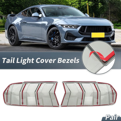 1 Pair Tail Light Protector Trim Cover for Ford Mustang (2024–2025) Smoked Black