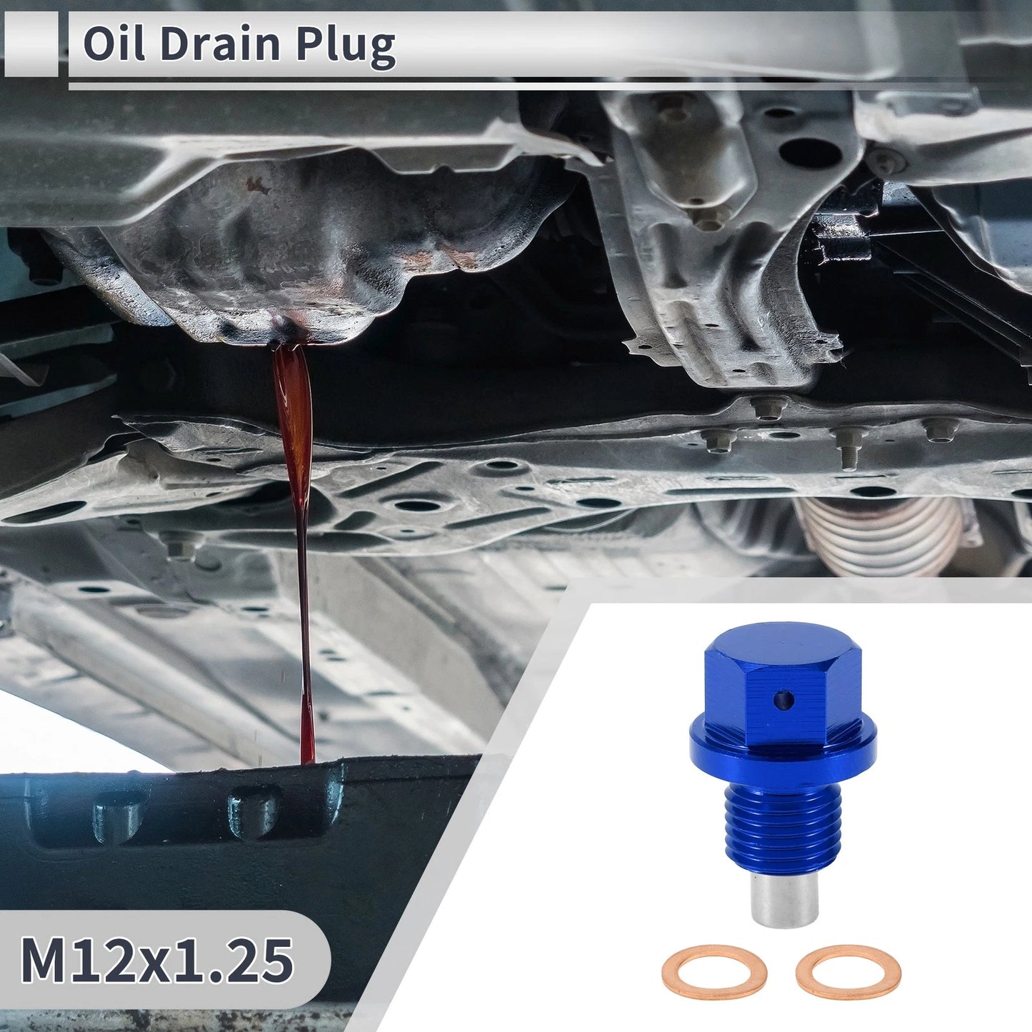 Set of 1 M12x1.25 Engine Oil Drain Plug with Gasket for Car Motorcycle Boat