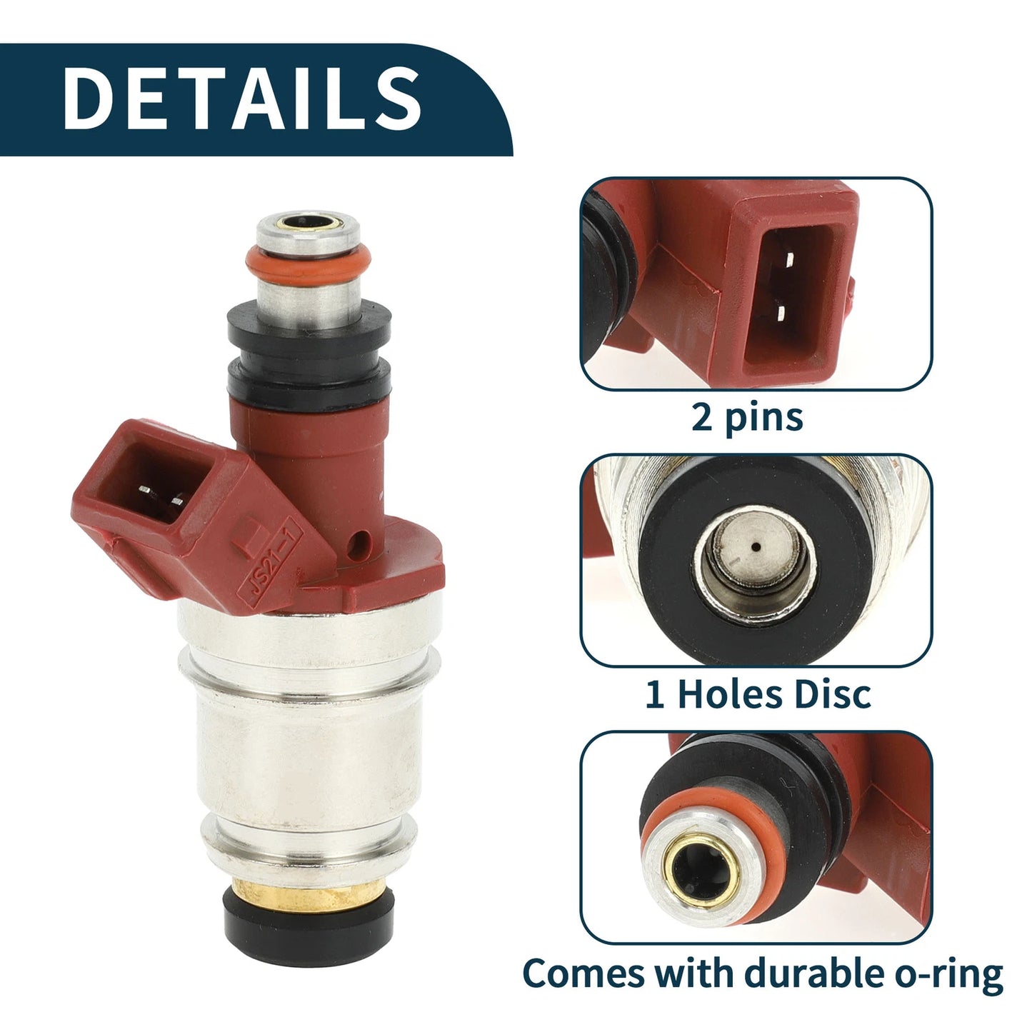Fuel Injector No. 1660086G10 for Nissan D21 Base 2.4 (1990–1994) 1 Pc Wine Red