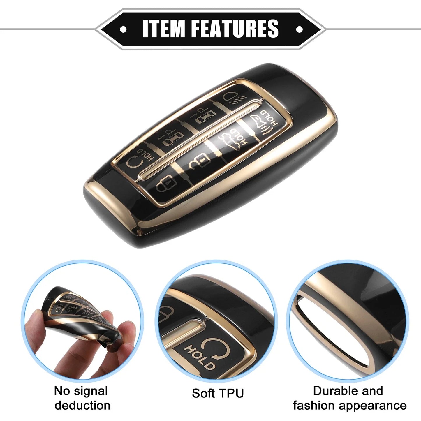 Keyless Smart Key Fob Case for Hyundai G80 GV80 8 Button TPU Black (2021-2023)
