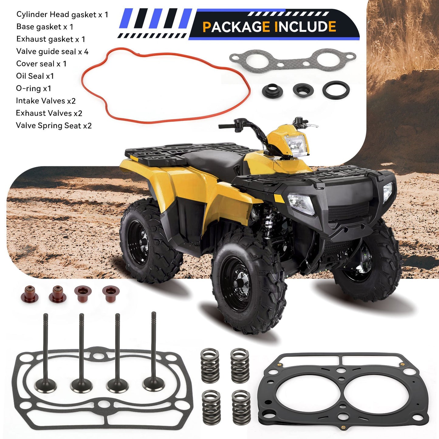 Cylinder Head Gasket and Valve Kit for Polaris RZR S 4 800 (2008–2010)