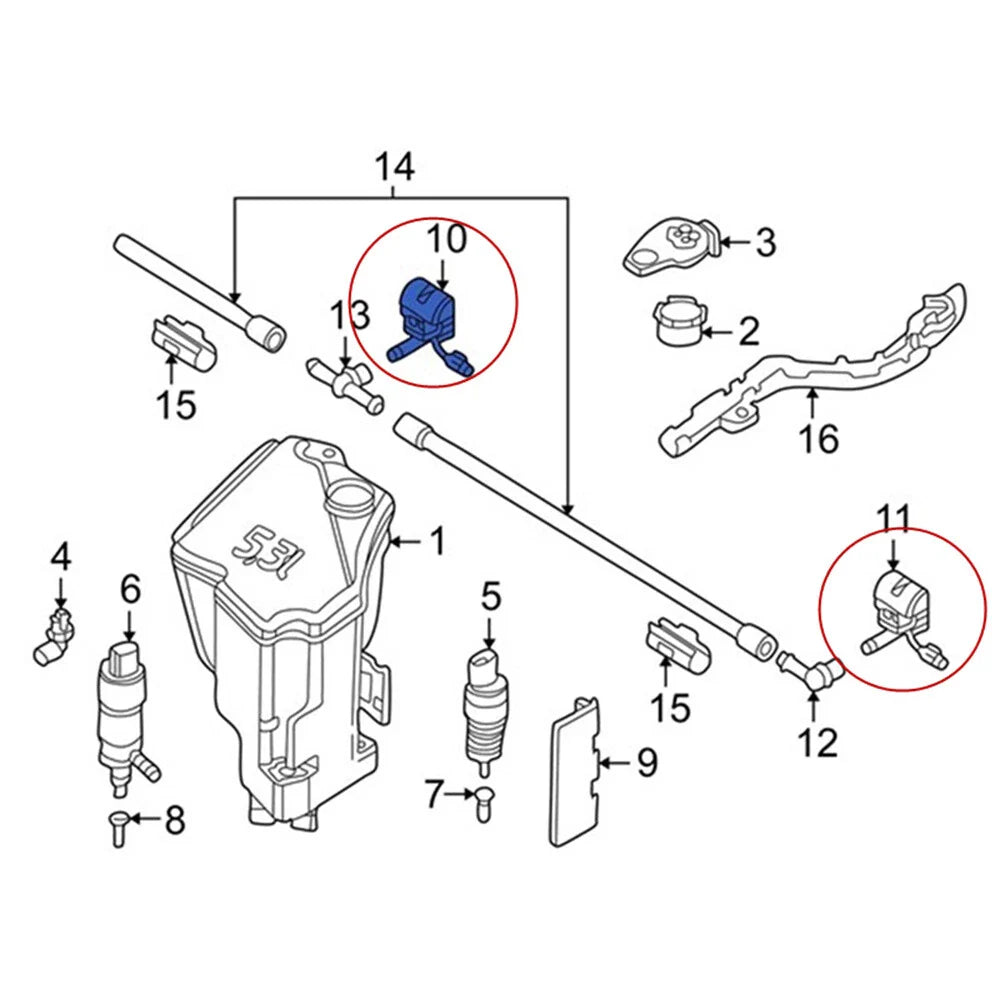 Front Windshield Washer Nozzles for BMW E46 323i 325i 328i (2002-2006)