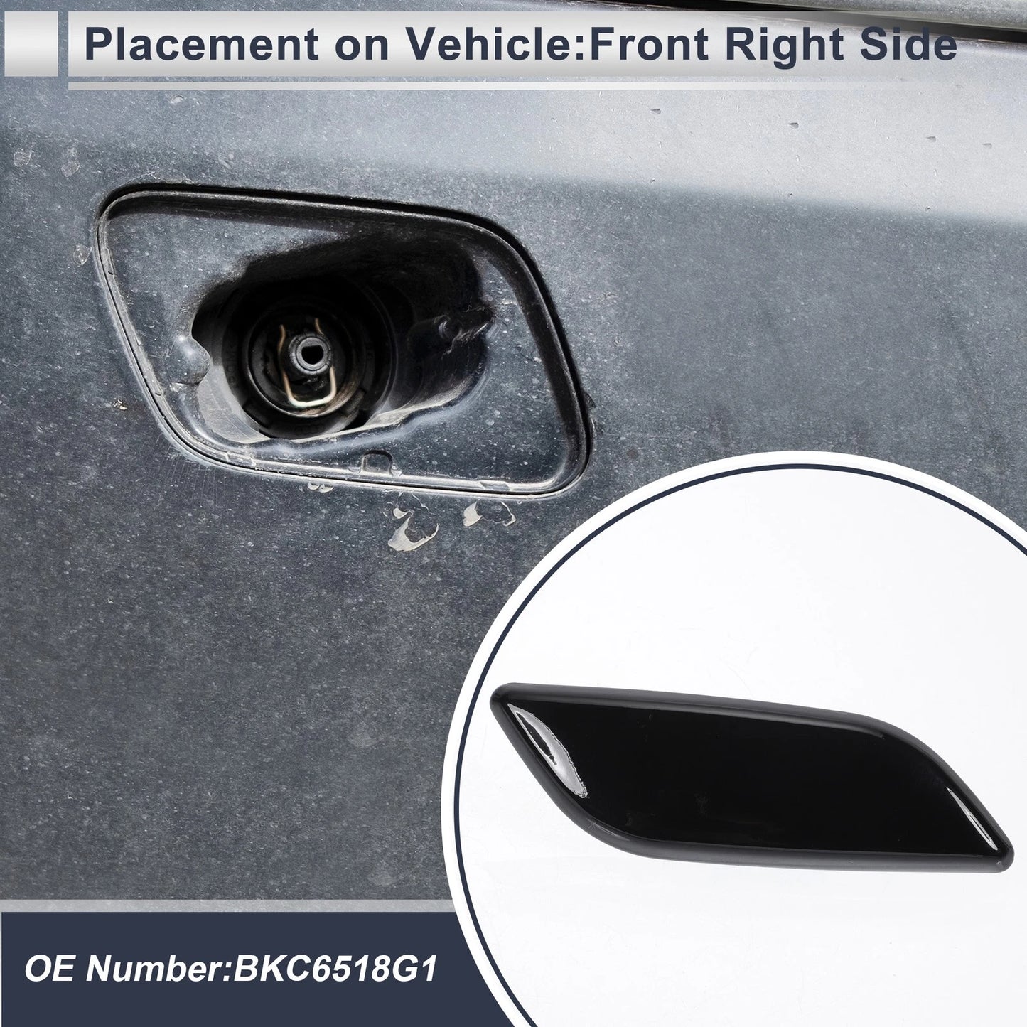 Bumper Headlight Washer Nozzle Cover Cap for Mazda 3 (2004–2009) Black