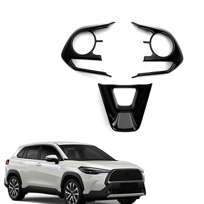 Steering Wheel Trim Cover Frame 3 x For Toyota Corolla (2019-2024) Glossy Black