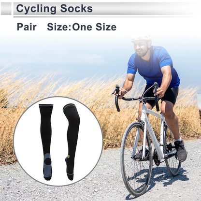 Cycling Socks Quick Drying High-Cut Light Blue Black - One Size