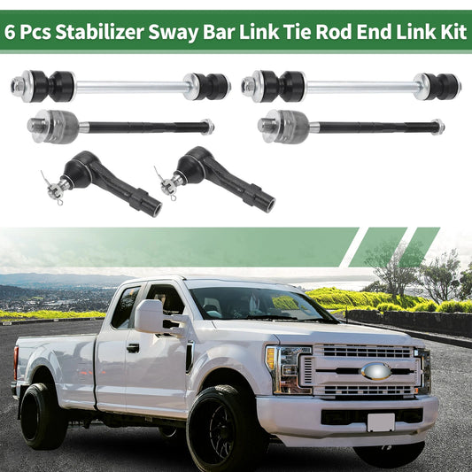 Set of 6 Front Suspension Kit Tie Rod Ends & Sway Bar Link for Ford Explorer