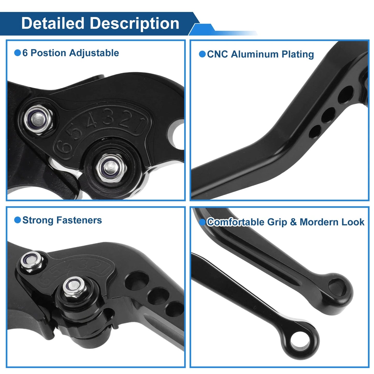 Adjustable Short Brake Clutch Levers for BMW R Nine T (2014–2016) - Black, 1 Pair