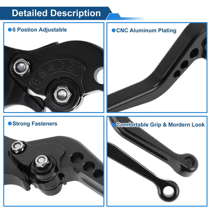 Adjustable Short Brake Clutch Levers for BMW R Nine T (2014–2016) - Black, 1 Pair