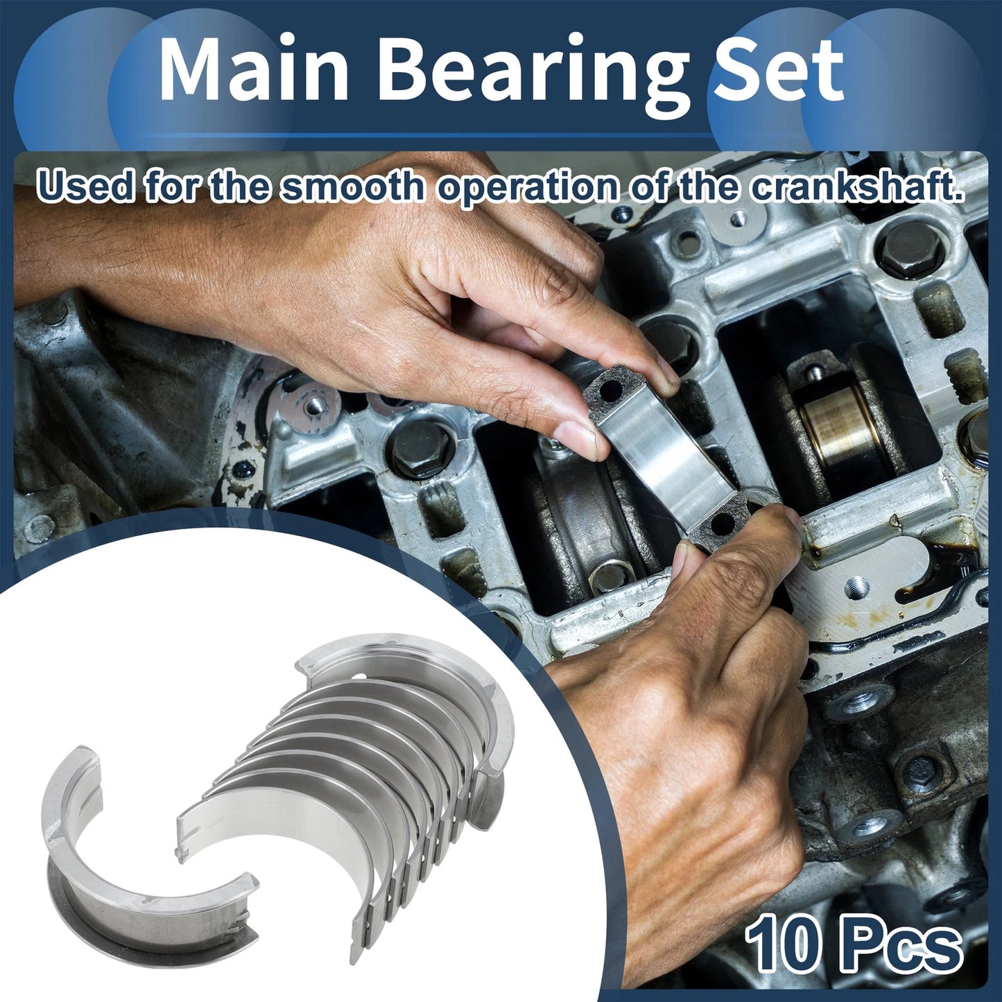 Main Bearing Set No. 2102042032D for Hyundai H1 2.5D (1997–2004)