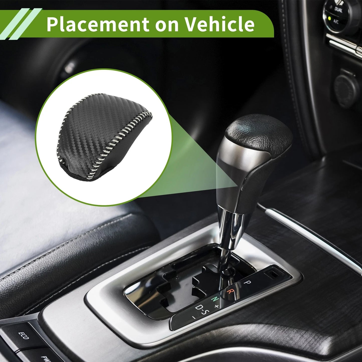 Gear Shift Knob Cover for Toyota RAV4 (2019–2024) Black Carbon Fiber