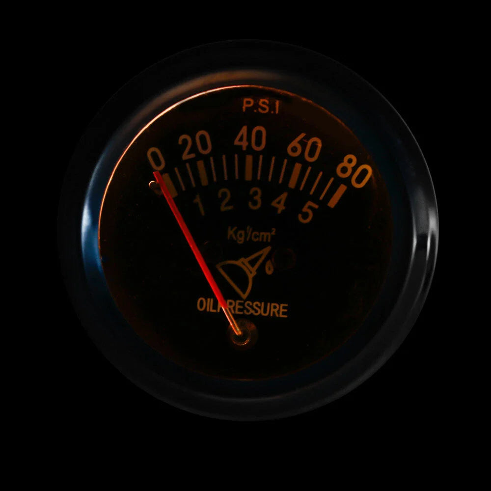 2" 52mm Universal Mechanical Oil Pressure Gauge for Car - 0-80 PSI
