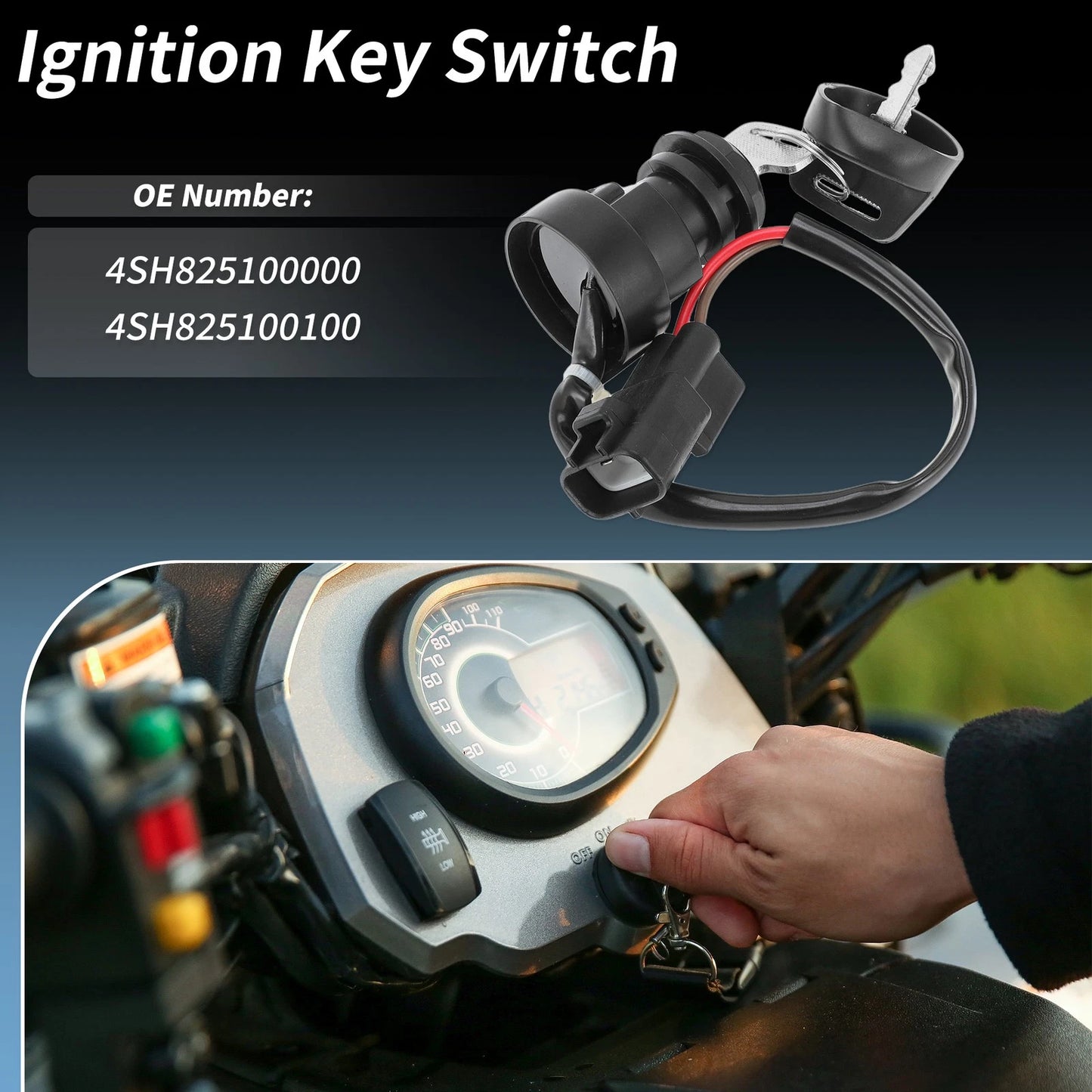 Ignition Key Switch for Yamaha Raptor 700 700R YFZ450R (2009–2024) No.4SH825100000