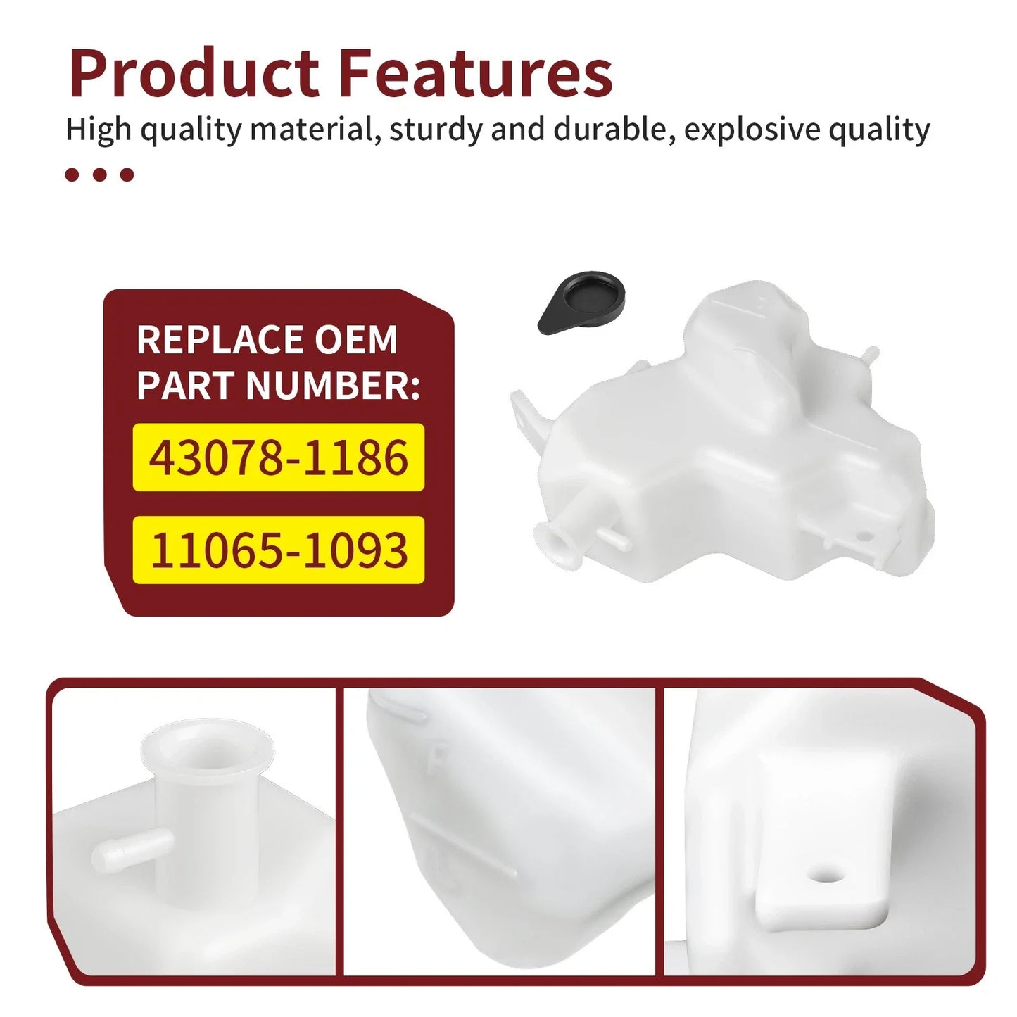 Coolant Reservoir w/ Cap for Kawasaki ZX636 ZX600 Ninja ZX-6R ZX6-RR (2003–2004)