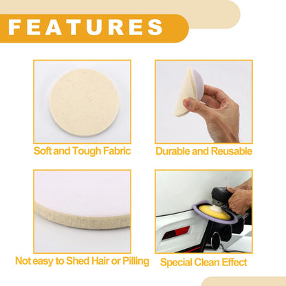 1pc 4" Wool Polishing Buffing Pad for Universal Use (100mm)