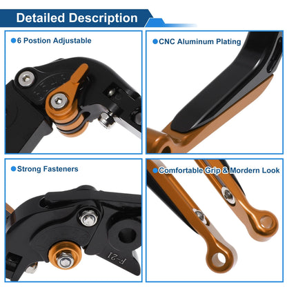 Adjustable Brake Clutch Lever for Kawasaki Versys 650 (2006–2023) Black Orange