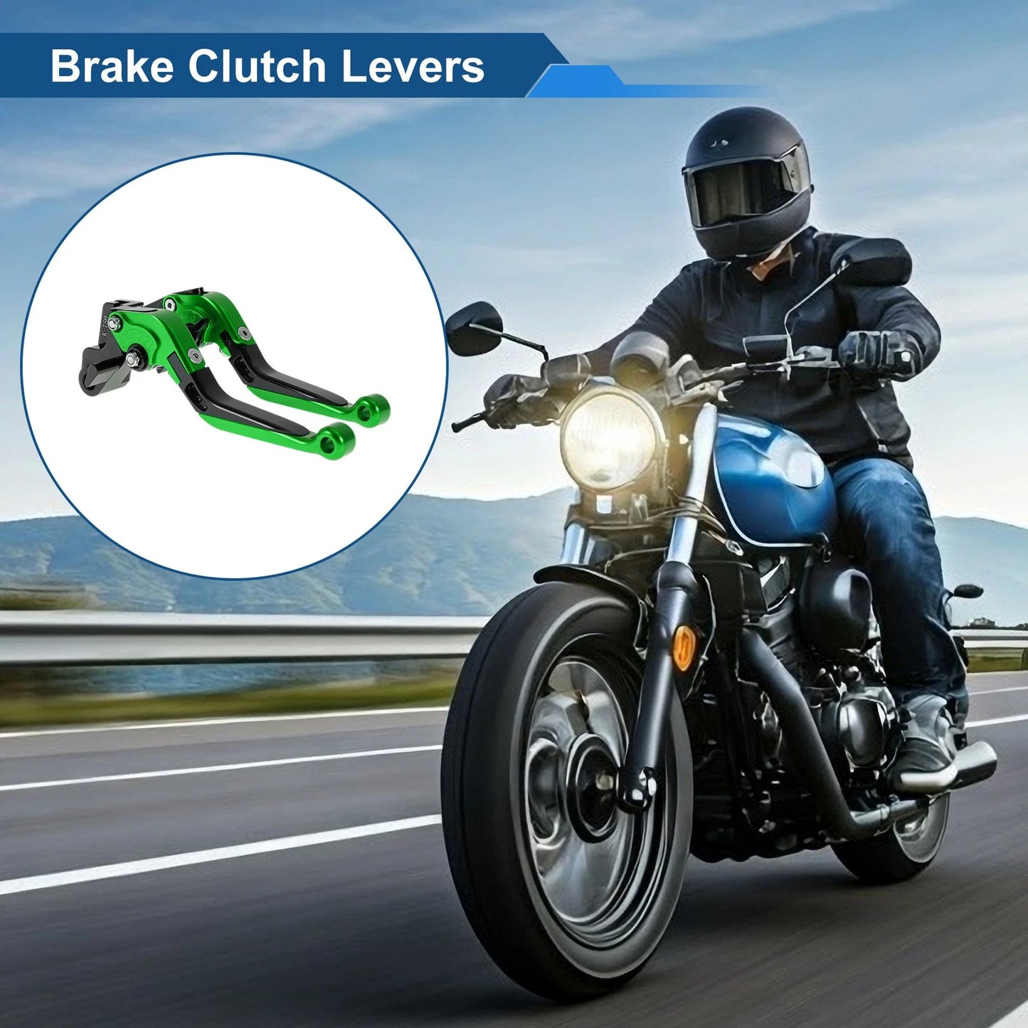 Short Long Brake Clutch Lever for Kawasaki Versys 650 (2006–2023) Green Black