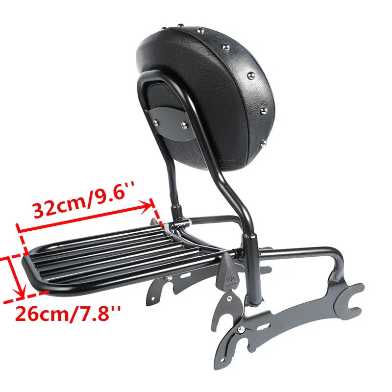 Black Sissy Bar Backrest Luggage Rack for Indian Chief Dark Horse (2014-2018)
