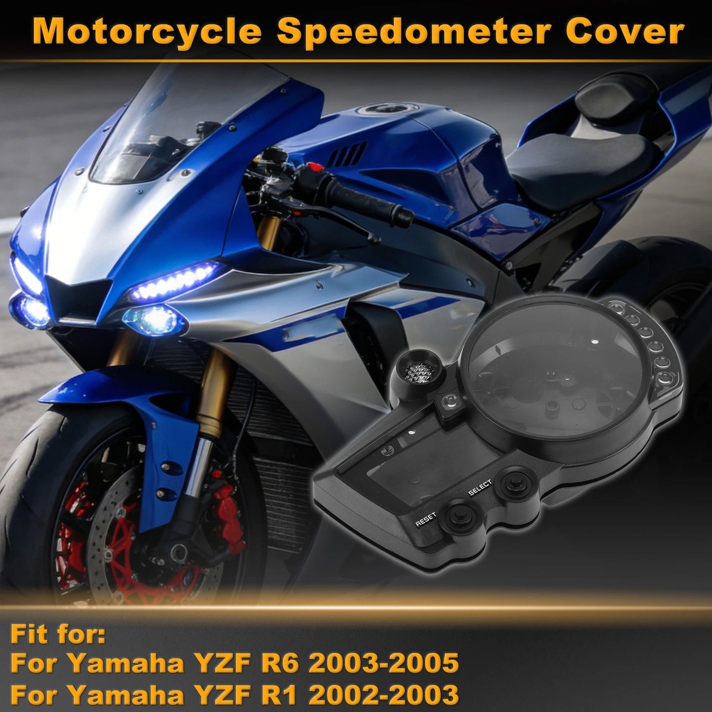 Speedometer Gauge Cover for Yamaha YZF R6 (2003–2005) Black Plastic