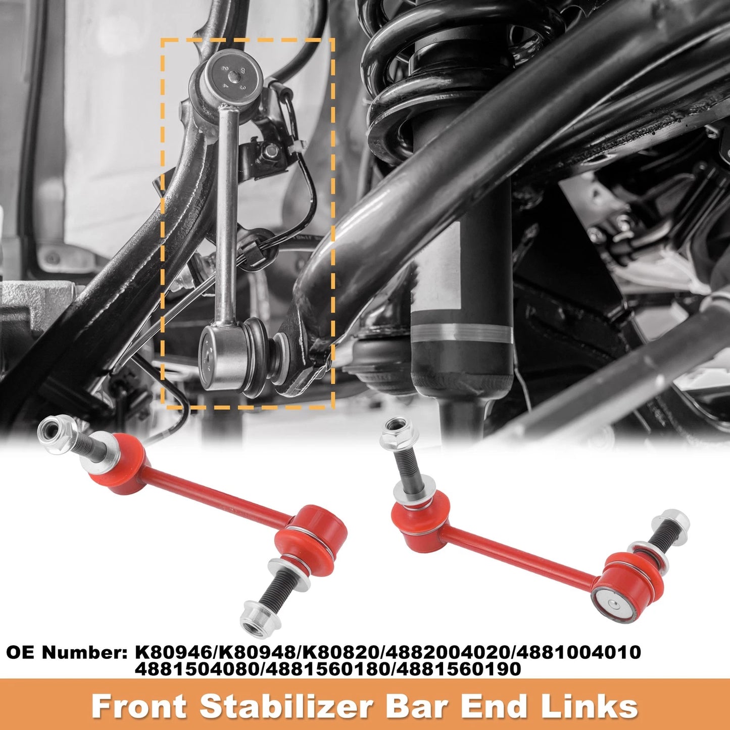 Set of 4 Front Sway Bar Links Bushings for Toyota Tacoma (2005–2017) K80946/K80948