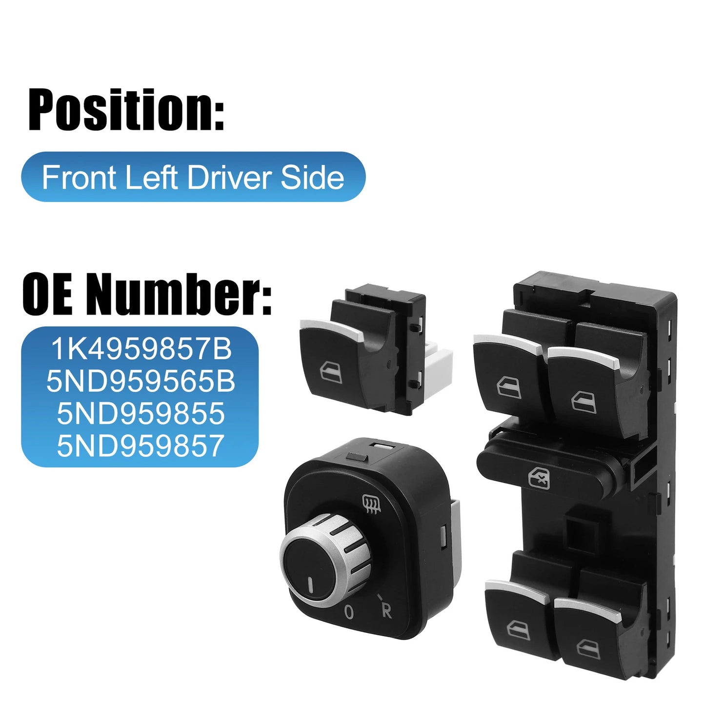 Set of 1 Power Window Switch 5ND959565B for Volkswagen CC (2009–2017)