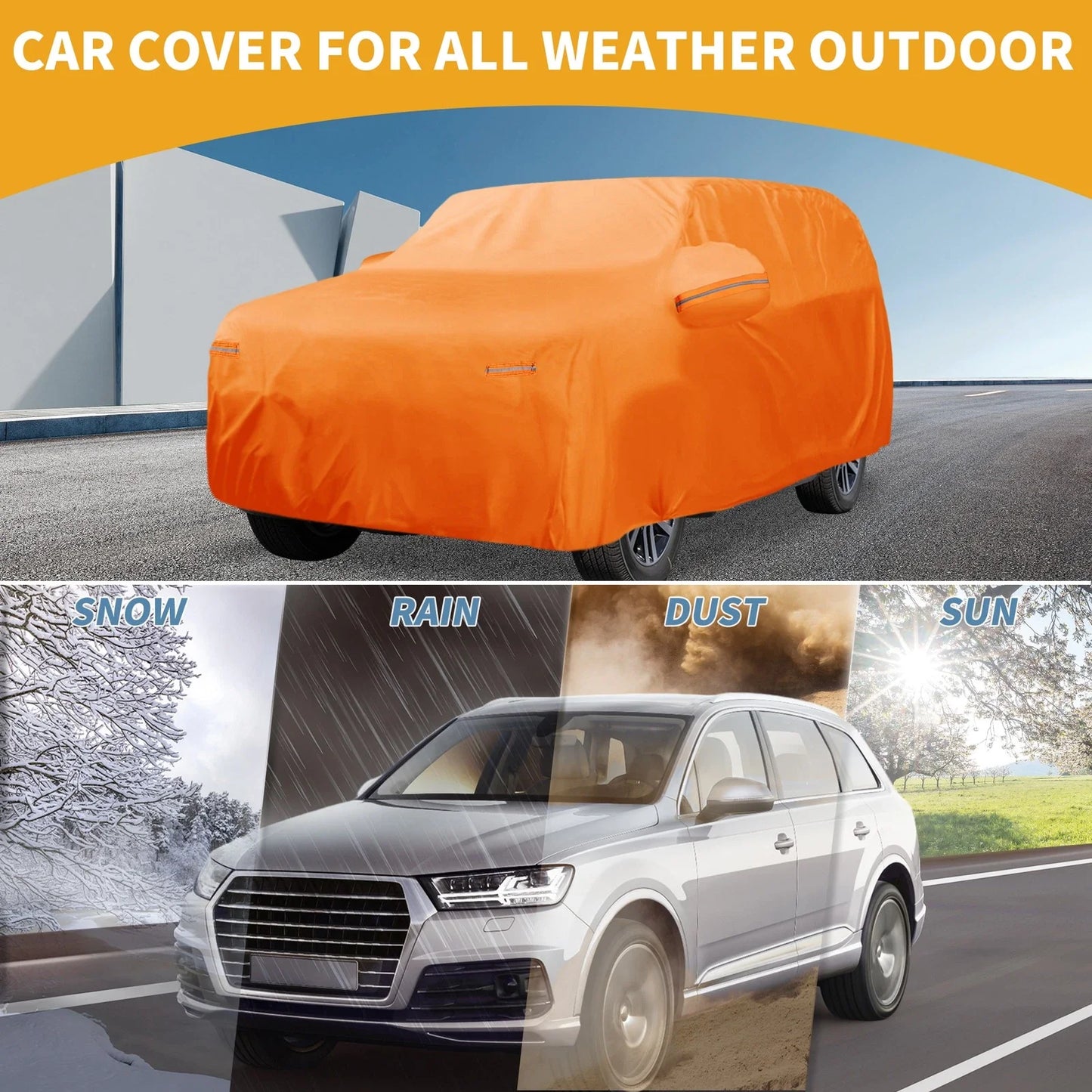 Waterproof All Weather Car Cover for Lexus TX - Orange Cotton with Zipper