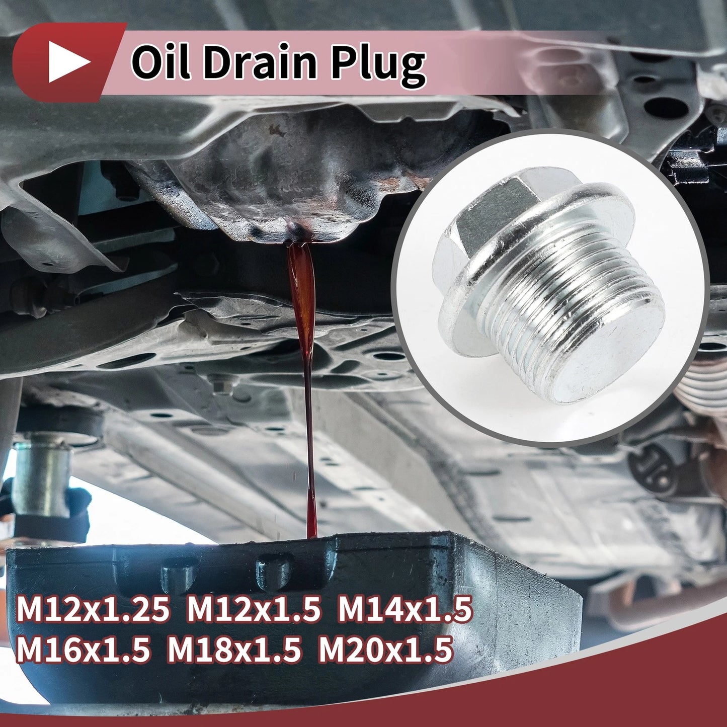 Set of 2 M12x1.25 M18x1.5 Engine Oil Drain Plugs with Gaskets for Cars Motorcycles Boats