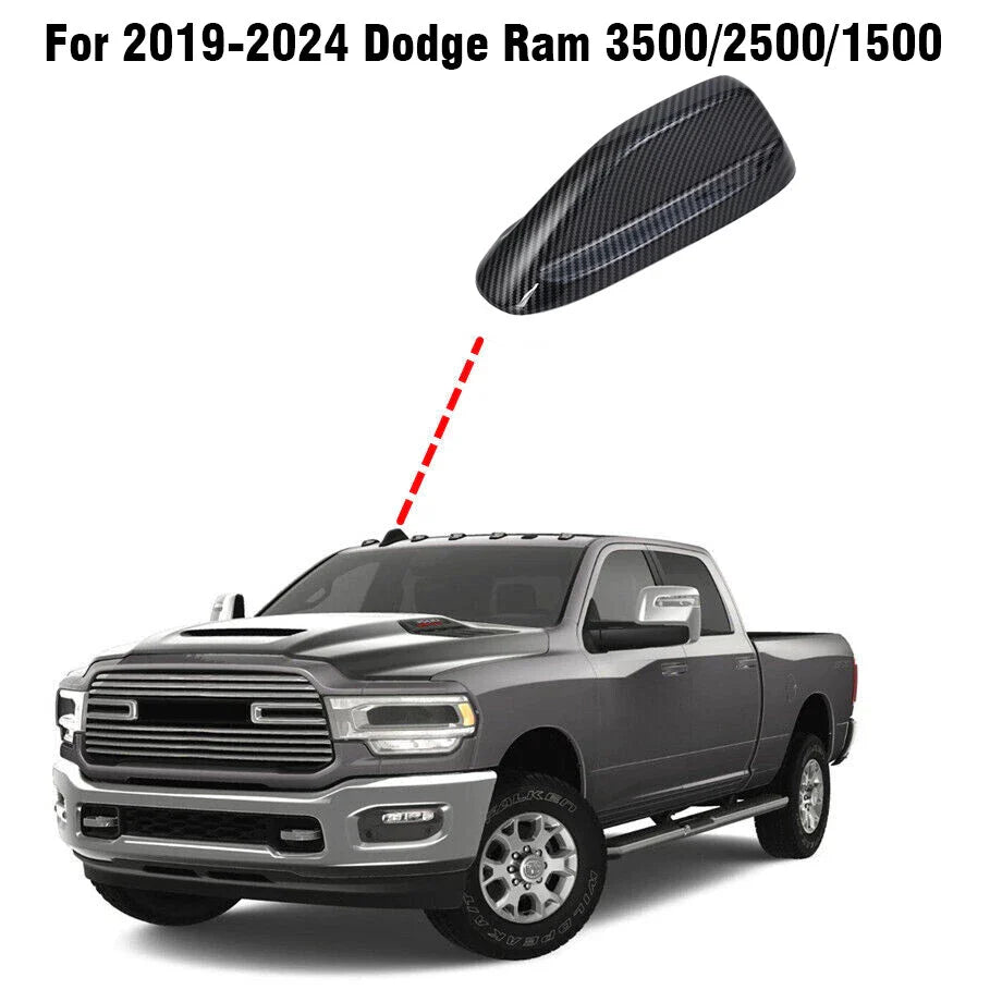 Carbon Fiber Roof Antenna Base Cover Trim for Dodge Ram (2019–2024)