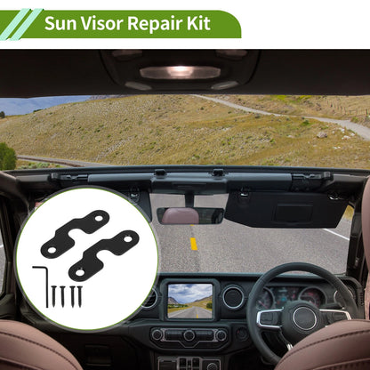 Set of 2 Sun Visor Repair Kits for Jeep Wrangler JK (2018) - Aluminum Alloy Black