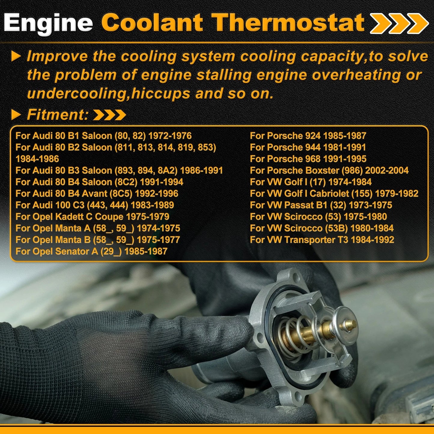 Engine Coolant Thermostat 037121113 for Audi 80 B1 Saloon (1972–1978)