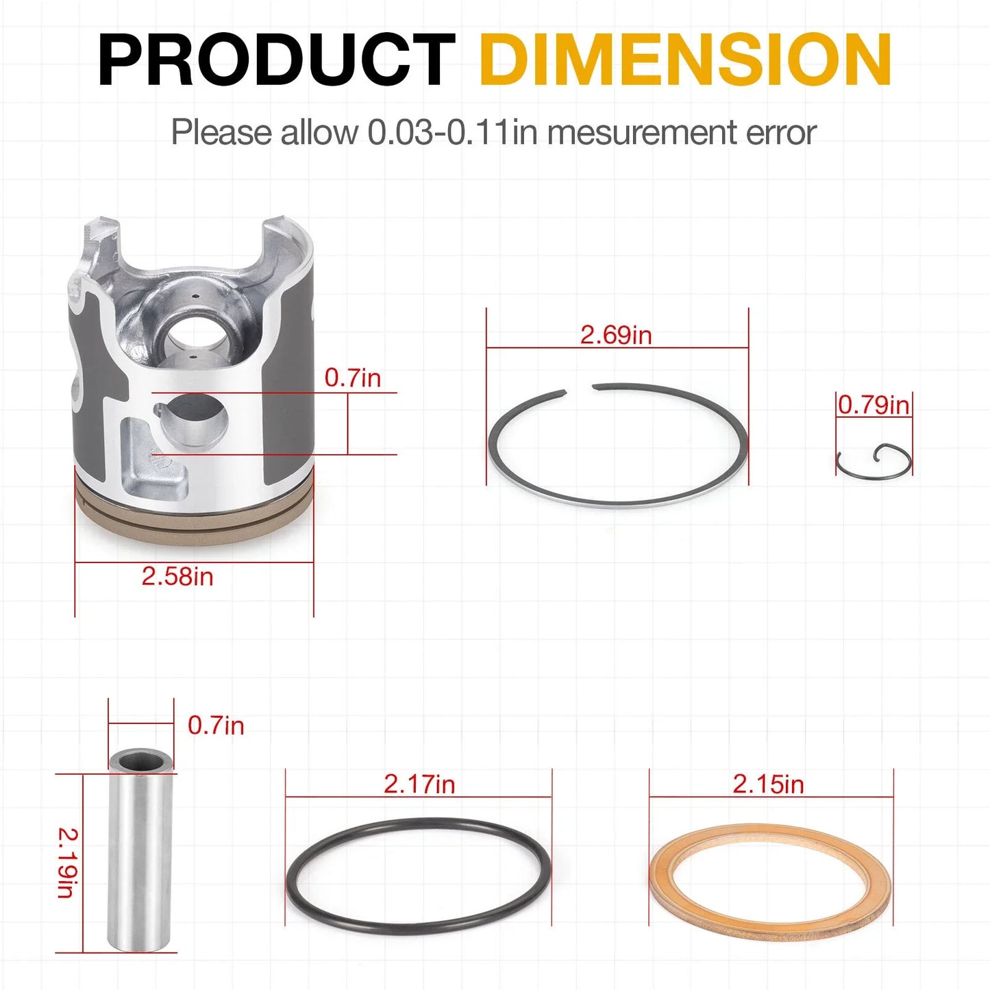 Top End Rebuild Kit 66.4mm Piston + Ring + Gasket for KX250